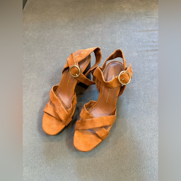 Zara Basic Collection Brown Block Chunky Heeled Sandals Size 7.5 - Picture 2 of 10